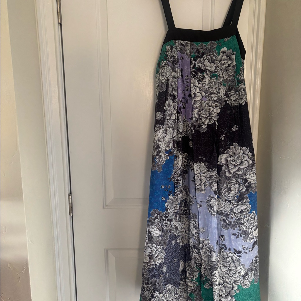 Anthropologie Floral Maxi Dress - Black, Green, Blue, Purple